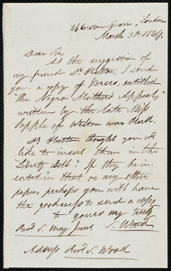 Letter from S. Wood, London, to Samuel May, March 30, 1849