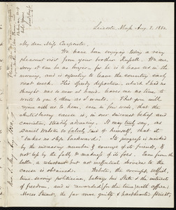 Letter from Samuel May, Leicester, Mass, to Mary Carpenter, Aug. 2, 1850