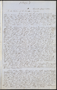 Copy of a letter from Samuel May, [Leicester, Mass], [July 8, 1851]