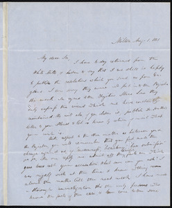 Letter from John Hopkins Morison, Milton, [Mass.], to Samuel May, Aug. 1, 1851