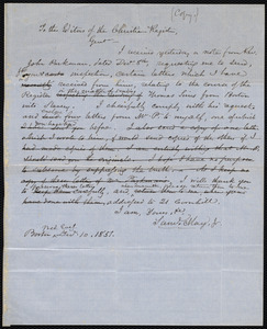 Copy of a letter from Samuel May, [Boston], [Dec. 10, 1851?]