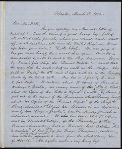 Letter from Samuel May, Boston, to Richard Davis Webb, March 20, 1852
