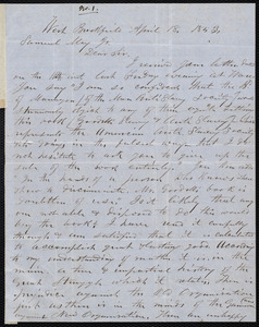 Letter from Daniel Foster, West Brookfield, [Mass.], to Samuel May, April 18, 1853