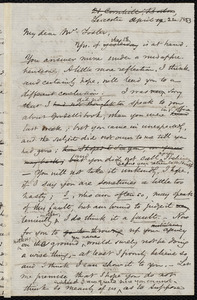 Draft of a letter from Samuel May, Leicester, [Mass.], to Daniel Foster, April 22, 1853