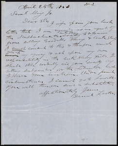 Letter from Daniel Foster, to Samuel May, April 25th, 1853