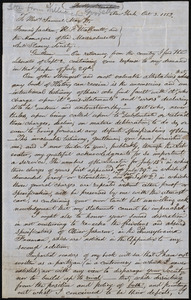Letter from William Goodell, New York, to Francis Jackson, Robert Folger Wallcut, Samuel May, and the Massachusetts Anti-Slavery Society Board of Managers, Oct. 3, 1853
