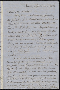 Letter from Samuel May, Boston, to Richard Davis Webb, April 24, 1855