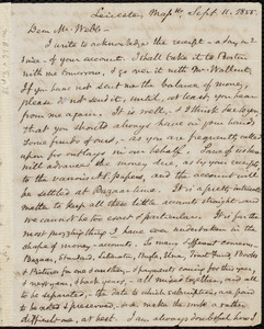 Letter from Samuel May, Leicester, [Mass.], to Richard Davis Webb, Sept.11, 1855