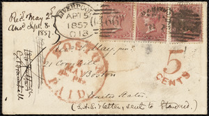 Letter from S. Alfred Steinthal, Liverpool, [England], to Samuel May, April 15th, 1857