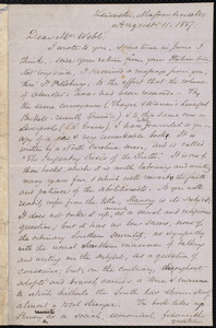 Letter from Samuel May, Leicester, Mass., to Richard Davis Webb, August 11, 1857