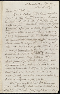 Letter from Samuel May, Boston, to Richard Davis Webb, Nov. 13, 1857