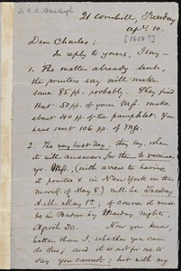 Letter from Samuel May, [Boston], to Charles Calistus Burleigh, April 10, [1858?]