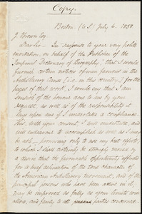 Copy of a letter from Samuel May, Boston, to J. Brown, July 6, 1858
