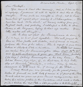 Letter from Samuel May, Boston, to Charles Calistus Burleigh, Sept. 15 / 58