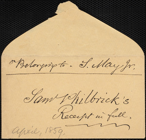 Receipt from Samuel Philbrick, Boston, to Samuel May, April 1, 1859