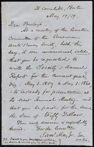Letter from Samuel May, Boston, to Charles Calistus Burleigh, May 19 / 59