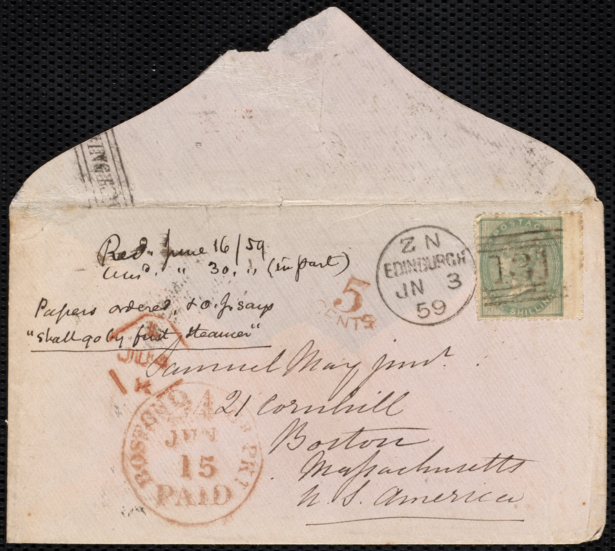 Letter from Eliza Wigham, Edinburgh, to Samuel May, 31.5.1859 - Digital ...