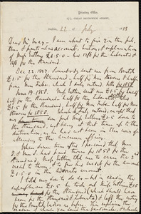 Letter from Richard Davis Webb, Dublin, to Samuel May, 22 of July, 1859