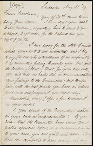 Copy of a letter from Samuel May, Leicester, [Mass.], to Joseph Avery Howland, [Aug. 31?] '59