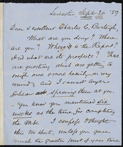 Letter from Samuel May, Leicester, [Mass.], to Charles Calistus Burleigh, Sept. 20, ' 59