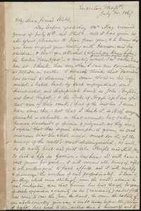 Letter from Samuel May, Leicester, Mass., to Richard Davis Webb, July 30, 1867