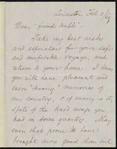 Letter from Samuel May, Leicester, [Mass.], to Richard Davis Webb, Feb. 11 / 69