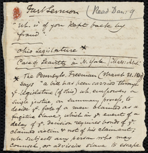 Notes for a sermon by Samuel May, [18--]