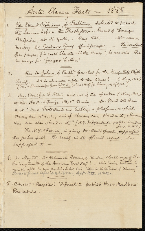 Notes by Samuel May, [1855?]: 