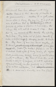 Notes by Samuel May: "Miscellaneous - to be arranged."