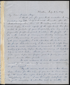Letter from William Lloyd Garrison, Boston, to Samuel May, July 28, 1849
