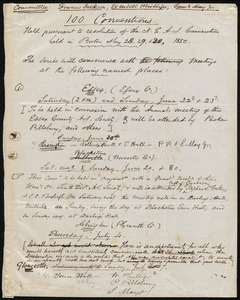 Rough draft of a schedule of conventions by Samuel May, 1850