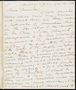 Letter to the board from Daniel Foster, [Boston], April 15, 1852