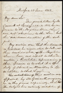 Letter from John Pierpont, Medford, [Mass.], to Samuel May, 23 June 1853