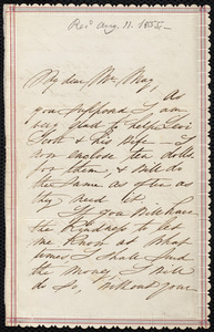 Letter from Sarah Shaw Russell, Jamaica Plain, [Boston], to Samuel May, August 10th, 1855