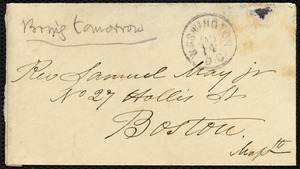 Letter from Ezra Stiles Gannett, Boston, to Samuel Joseph May and Samuel May, Oct. 29, 1869