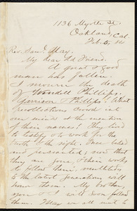Letter from Nathan Robinson Johnston, Oakland, Calif., to Samuel May, Feb. 5, 84