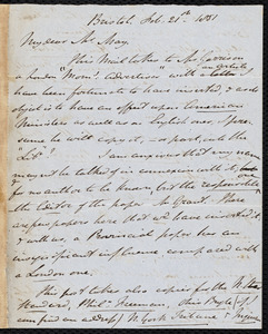 Letter from John Bishop Estlin, Bristol, to Samuel May, Feb. 21st, 1851