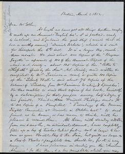Letter from Samuel May, Boston, to John Bishop Estlin, March 1, 1852