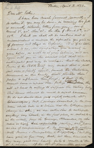 Letter from Samuel May, Boston, to John Bishop Estlin, April 3, 1853
