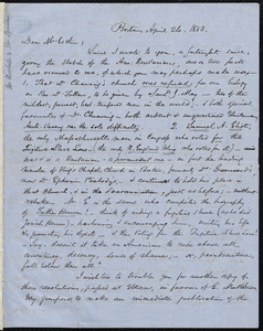 Letter from Samuel May, Boston, to John Bishop Estlin, April 26, 1858