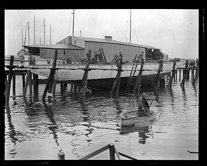 Racing yacht Yankee floated at Lawley's in Neponset