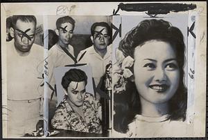 Narding Anzures (seated) in photo at left and woman he murdered, Lillian Velez, in Manila, Philippine Islands