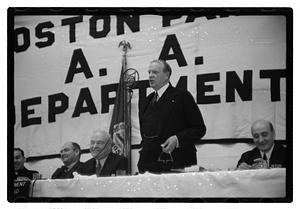 Boston Park Department function, Boston Parks Commissioner William Long seated in center