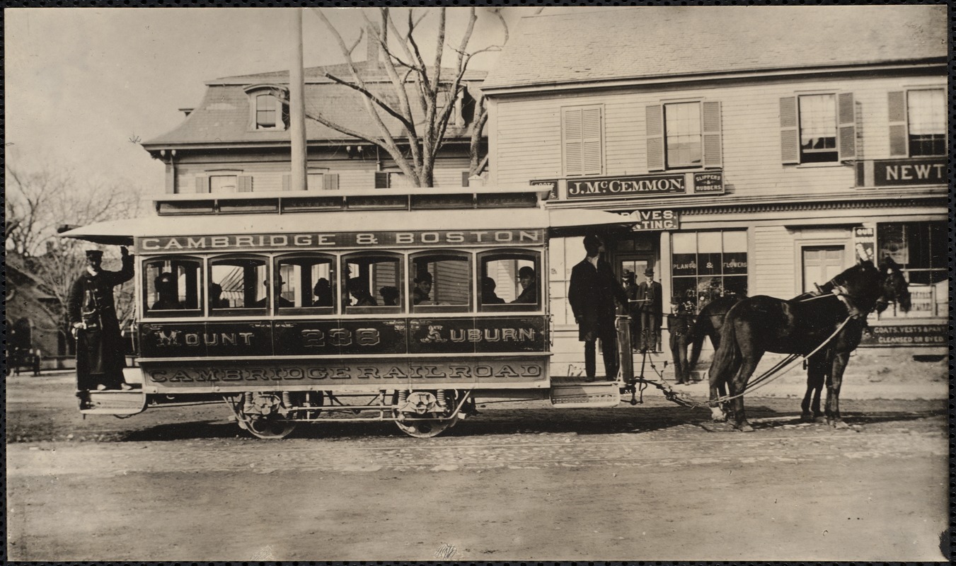Cambridge & Boston Railroad street car, J. McCemmon. Washington Street