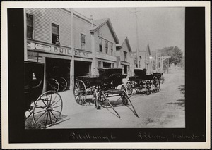 P. A. Murray Carriage Builders, horse carts. Railroad crossing, Washington Street. Newton Corner, Newton, MA