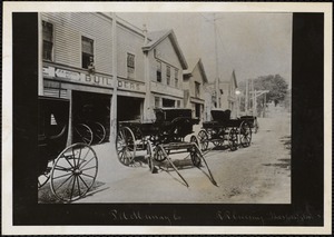 P. A. Murray Carriage Builders, horse carts. Railroad crossing, Washington Street. Newton Corner, Newton, MA