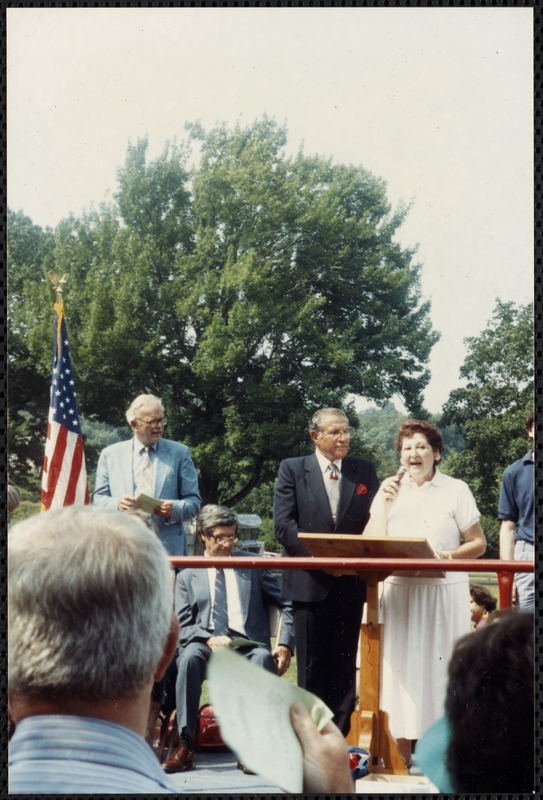 Groundbreaking. V. Tashjian at mike w/ Mayor Mann