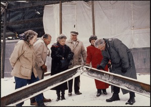 Construction. Topping off ceremony: F. Rubin, T. Mann, D. Reichard, J. Biotti, V. Tashjian, M. Lipof