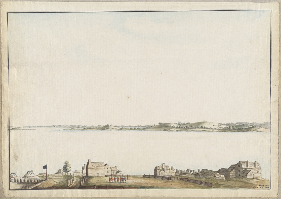 [Troops on parade, the Charles River and Castle Island]