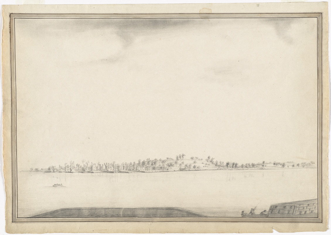 [The burnt ruins of Charlestown from across the Charles River]